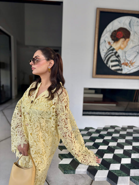 Butter yellow eyelet set