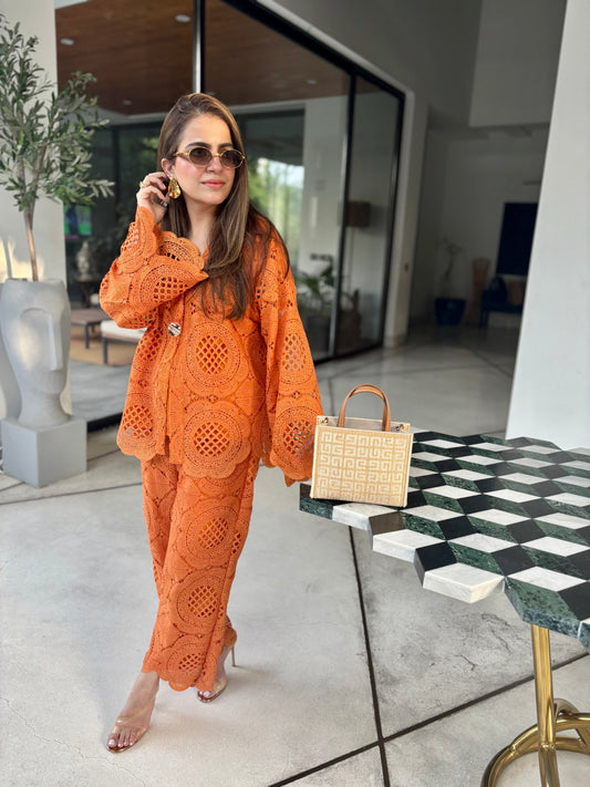 Burnt orange crochet set