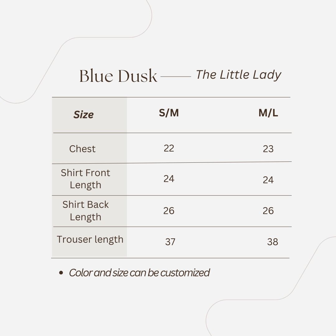 Blue Dusk size chart